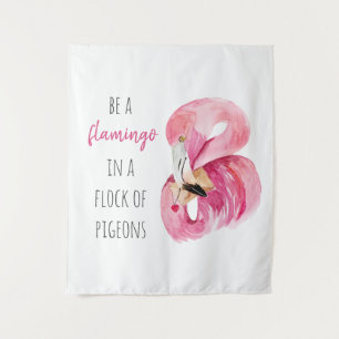Moderne exotisch rosa Aquarellfärbung mit Zitat Wandteppich