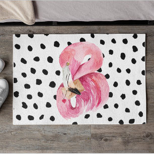 Moderne exotische rosa Aquarellfarben Flamingo & D Fußmatte