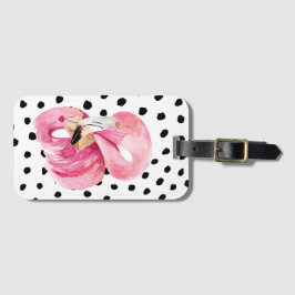 Moderne exotische rosa Aquarellfarben Flamingo & D Gepäckanhänger