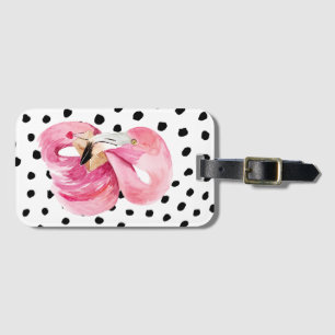 Moderne exotische rosa Aquarellfarben Flamingo & D Gepäckanhänger