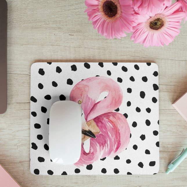 Moderne exotische rosa Aquarellfarben Flamingo & D Mousepad (Von Creator hochgeladen)