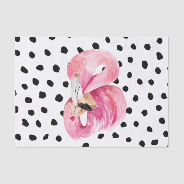 Moderne exotische rosa Aquarellfarben Flamingo & D Seidenpapier (Vorderseite)