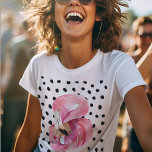 Moderne exotische rosa Aquarellfarben Flamingo & D T-Shirt<br><div class="desc">Moderne exotische rosa Aquarellfarben Flamingo & Dots</div>