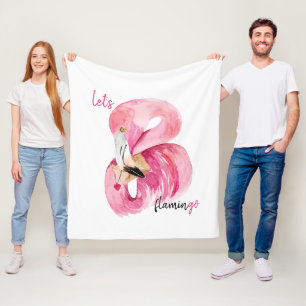 Moderne exotische Rosa Flamingo Wasserfarbe Fleecedecke