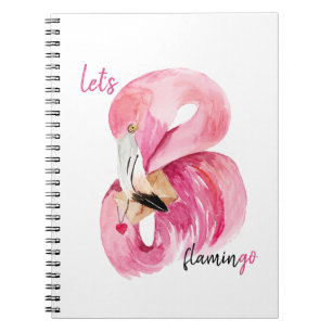 Moderne exotische rosa Let's Flamingo Aquarell Notizblock