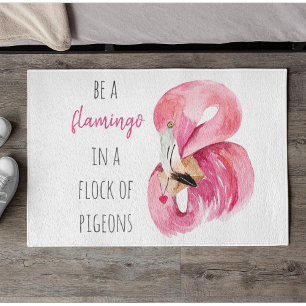 Moderne exotische rosa Wasserfarbe Flamingo mit Zi Fußmatte