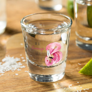 Moderne exotische rosa Wasserfarbe Flamingo mit Zi Schnapsglas