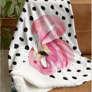 Moderne exotische rosa Wasserfarbe Flamingo & Punk Fleecedecke