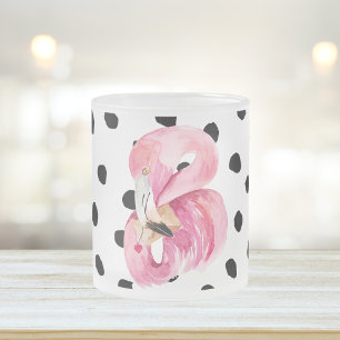 Moderne exotische rosa Wasserfarbe Flamingo & Punk Mattglastasse