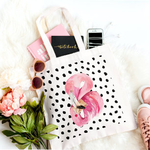 Moderne exotische rosa Wasserfarbe Flamingo & Punk Tragetasche