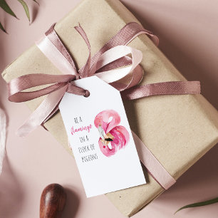 Moderne exotische rosa Wasserfarben-Flamingos mit Geschenkanhänger