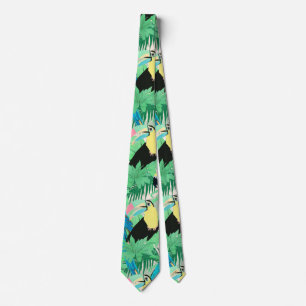 Moderne exotische Vögel & Foliage Tropical Design Krawatte