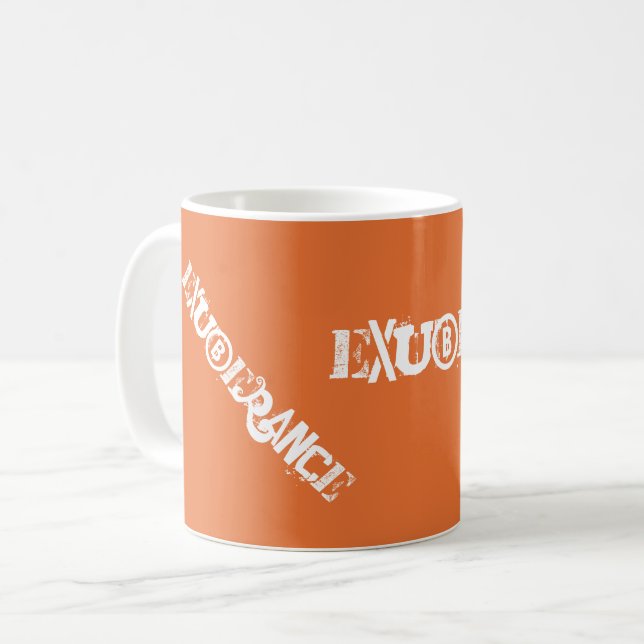 Moderne Exuberance Orange Bold Graffiti Typografie Kaffeetasse (Vorderseite Links)
