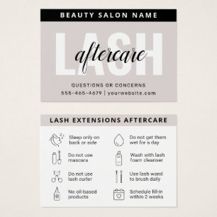 Moderne Eyelash Extensions Lash Aftercare Card