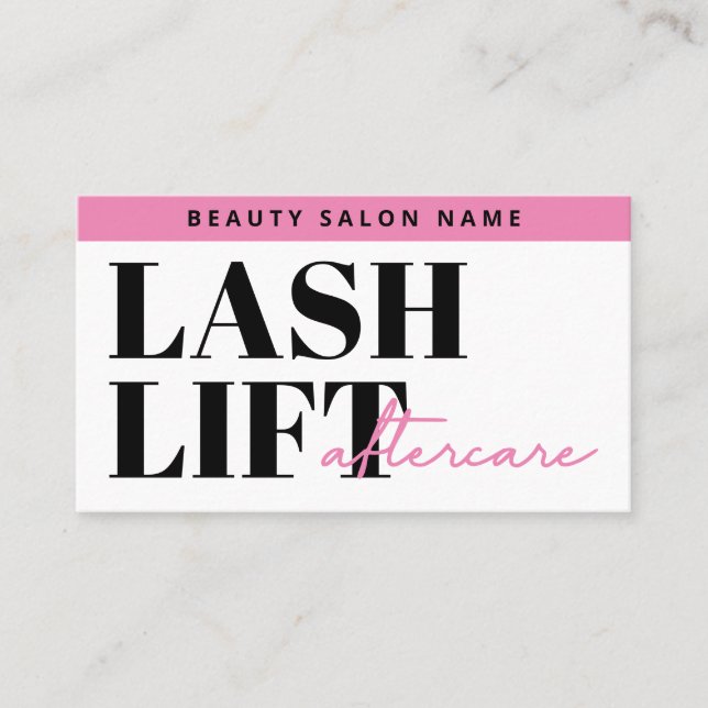 Moderne Eyelash-Extensions Lash-Lift Nachsorge Visitenkarte (Vorderseite)