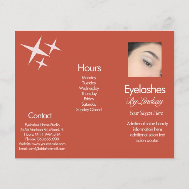 Moderne Eyelash Services Groovy Pricing List Flyer (Hinten)