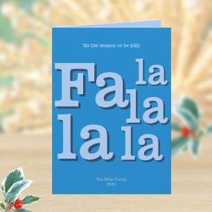 Moderne Fa La Sky Blue Simple Typografy Trendy Feiertagskarte