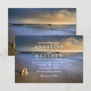 Moderne Fade Tropical Beach Sea Wedding Card Einladung