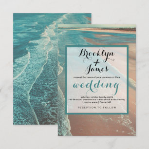 Moderne Fade Tropical Beach Sea Wedding Card Einladung