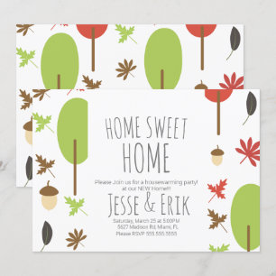 Moderne Fallbäume und Grünes Party Einladung