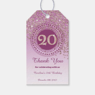 Moderne Falling Rose Gold Glitter 20. Geburtstag Geschenkanhänger