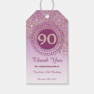 Moderne Falling Rose Gold Glitzer 90. Geburtstag Geschenkanhänger