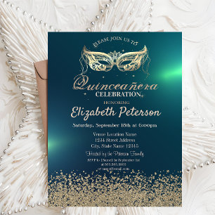 Moderne falsche Gold-Diamanten, Masquerade Quincea Einladung