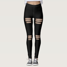 Moderne falsche zerrissene schwarze leggings