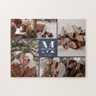 Moderne Familie 6 Foto Collage Navy Blue Keepake