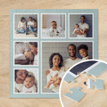 Moderne Familie 6 Square FotoCollage<br><div class="desc">Fügen Sie sechs Ihrer Lieblings-Fotos hinzu, um ein einzigartiges Collage Puzzle aus Foto mit einem größeren Brennfokus und 5 kleineren Quadraten um es herum zu erstellen. Verwenden Sie die Designtools, um mehr Fotos hochzuladen, Text hinzuzufügen und die Schriftart und Farben anzupassen, um Ihr eigenes Foto zu erstellen. Ein nachdenkliches Geschenk...</div>