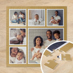 Moderne Familie 6 Square FotoCollage<br><div class="desc">Fügen Sie sechs Ihrer Lieblings-Fotos hinzu, um ein einzigartiges Collage Puzzle aus Foto mit einem größeren Brennfokus und 5 kleineren Quadraten um es herum zu erstellen. Verwenden Sie die Designtools, um mehr Fotos hochzuladen, Text hinzuzufügen und die Schriftart und Farben anzupassen, um Ihr eigenes Foto zu erstellen. Ein nachdenkliches Geschenk...</div>