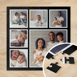 Moderne Familie 6 Square FotoCollage<br><div class="desc">Fügen Sie sechs Ihrer Lieblings-Fotos hinzu, um ein einzigartiges Collage Puzzle aus Foto mit einem größeren Brennfokus und 5 kleineren Quadraten um es herum zu erstellen. Verwenden Sie die Designtools, um mehr Fotos hochzuladen, Text hinzuzufügen und die Schriftart und Farben anzupassen, um Ihr eigenes Foto zu erstellen. Ein nachdenkliches Geschenk...</div>