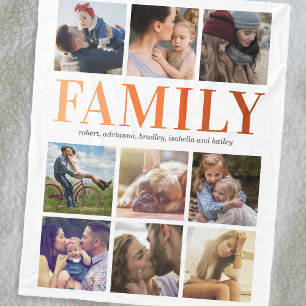 Moderne Familie 9 FotoCollage Fleecedecke