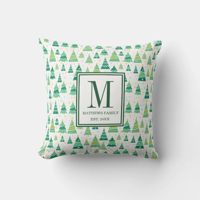 Moderne Familie Anfangs Monogram Weihnachten Kissen (Vorderseite)