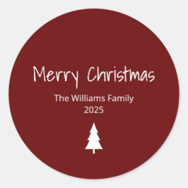 Moderne Familie Einfaches Weihnachtsbaum Runder Aufkleber