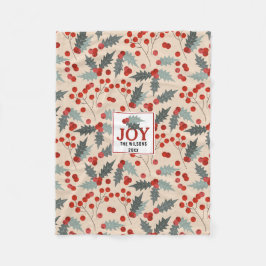 Moderne Familie Holly Berry Weihnachten Botanische Fleecedecke