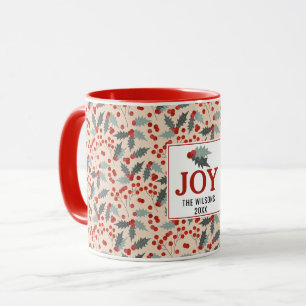 Moderne Familie Holly Berry Weihnachten Botanische Tasse