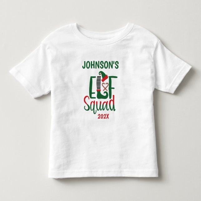 Moderne Familie Matching Elf Squad Weihnachten Kleinkind T-shirt (Vorderseite)