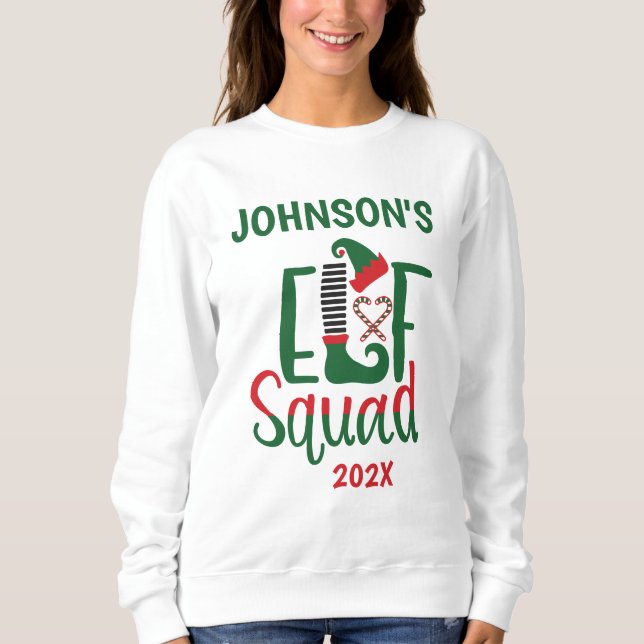 Moderne Familie Matching Elf Squad Weihnachten Sweatshirt (Vorderseite)