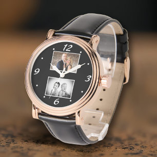 Moderne Familien-Erinnerung 2-Foto-Collage Armbanduhr