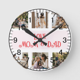 Moderne Familien-Foto-Collage Liebe Runde Wanduhr