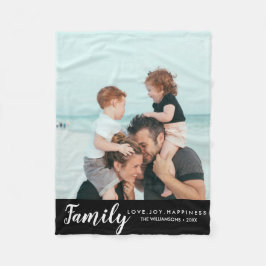 Moderne Familien-Foto-Schablone Ihre Wörter Fleecedecke