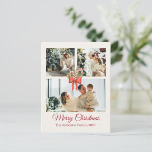 Moderne Familien-Weihnachtscollage mit drei Fotos Postkarte