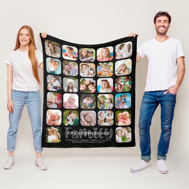 Moderne FAMILIENbezeichnung 27 FotoCollage Persona Fleecedecke (Beispiel)