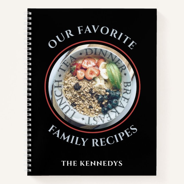 Moderne Familienfavoriten Rezepte Kochbuch Schwarz Notizbuch (Vorderseite)