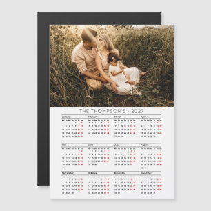 Moderne Familienfoto 2027 Kalender 12 Monate Magnetkarte
