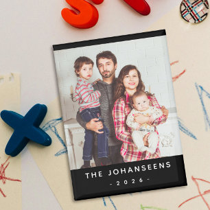 Moderne Familienfoto-Einfach-Minimal-Schwarzweiß Magnet