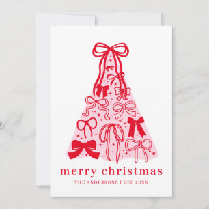 Moderne Familienfoto Frohe Weihnachten Rosa Roter