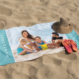 Moderne Familienfoto individuelle Urlaubsziele Strandtuch