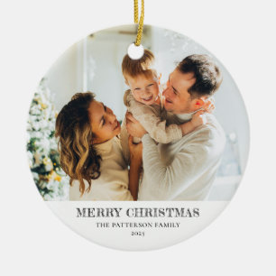Moderne Familienfoto Weihnachten Keramik Ornament